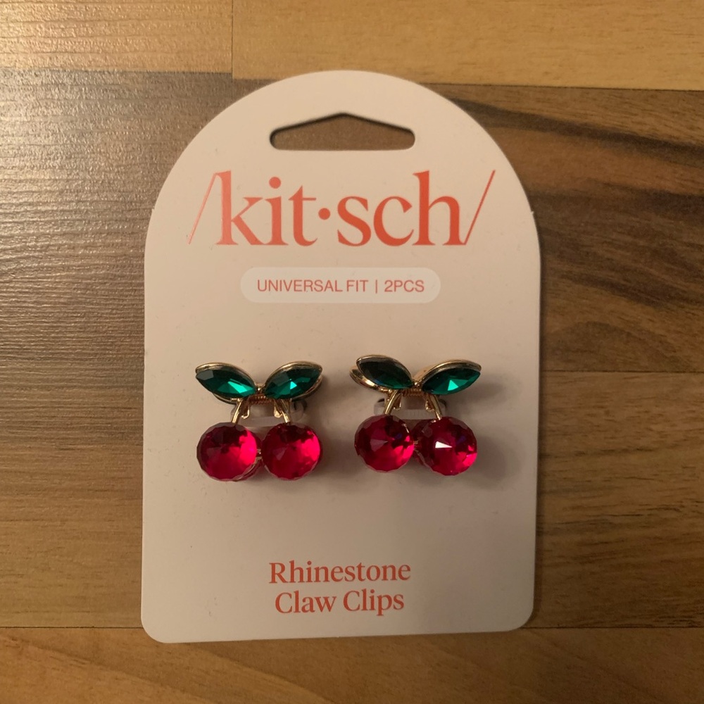 Kitsch Cherry Rhinestone Claw Clips 2pc Set - Mini - Picture 4 of 5
